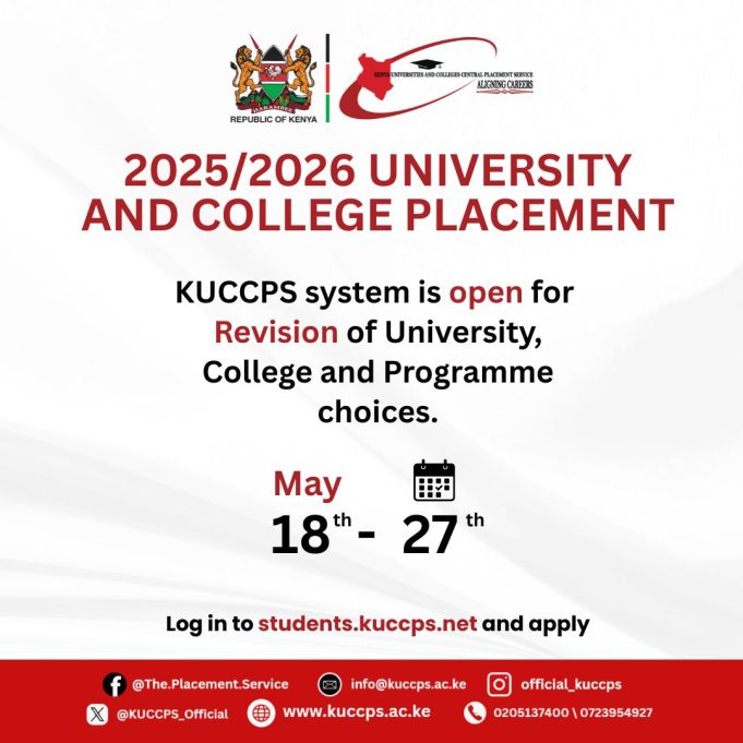 KUCCPS Application & Revision of Choices now open KUCCPS Application & Revision of Choices now open